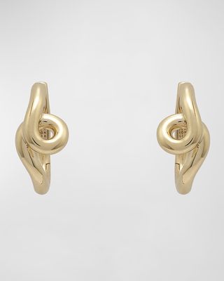 18K Yellow Gold Single Wave Hoop Earrings
