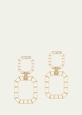 18K Yellow Gold Skeleton Diamond Drop Earrings