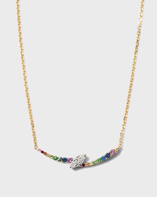 18K Yellow Gold Slated Marquise Diamond Pendant Necklace with Gemstones