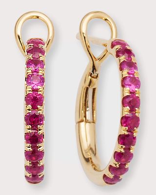 18K Yellow Gold Small All Ruby Polished Inner Hoop Earrings