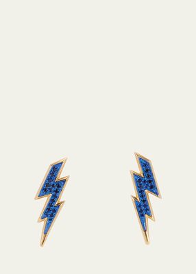 18k Yellow Gold Small Blue Sapphire Fulmini Earrings