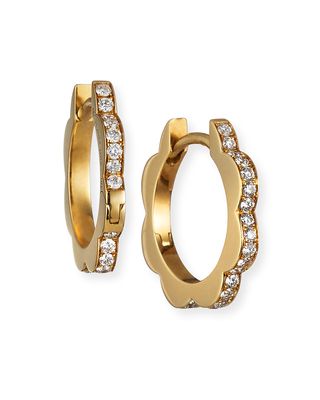 18k Yellow Gold Small Diamond Triplet Hoop Earrings