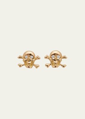 18K Yellow Gold Small Not Today Diamond Stud Earrings