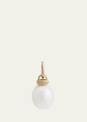 18K Yellow Gold South Sea Drop Pearl Barre Pendant, Medium