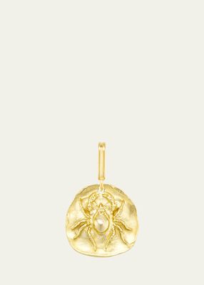 18K Yellow Gold Spider Medal Charm