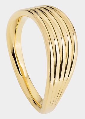 18k Yellow Gold Stream Lines Wave Band Ring