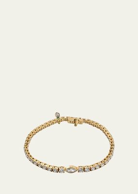 18K Yellow Gold Tennis Bracelet with Prong Set Diamonds