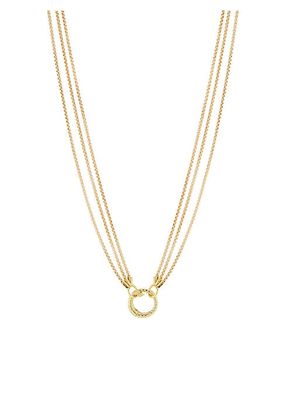 18K Yellow Gold Three-Strand Box Chain Necklace