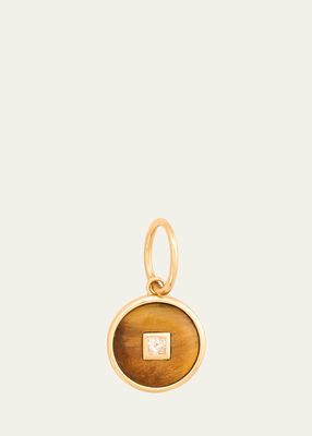 18K Yellow Gold Tiger's Eye and Diamond Pendant, Small