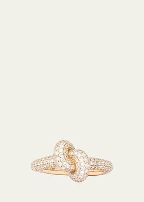 18K Yellow Gold Tight Knot Ring with Diamonds