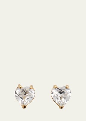 18k Yellow Gold Tiny Topaz Heart Stud Earrings