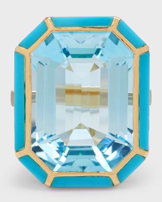 18K Yellow Gold Topaz Emerald-Cut Ring, Size 6