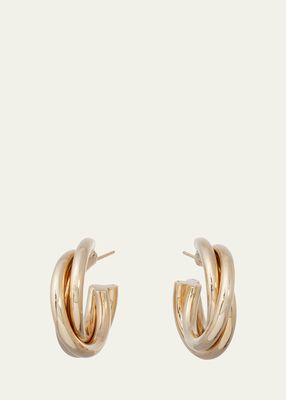 18K Yellow Gold Triple Intertwined Hoop Earrings