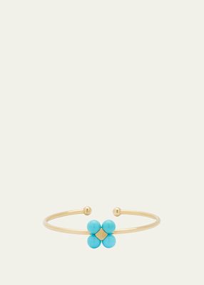 18K Yellow Gold Turquoise Sequence Cuff Bracelet