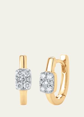 18K Yellow Gold Unity Reverie Diamond Cushion Huggie Earrings