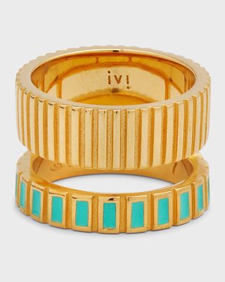 18K Yellow Gold Vermeil Slot Ring with Enamel