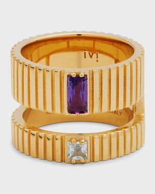 18K Yellow Gold Vermeil Slot Ring with Stones