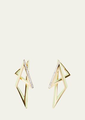 18K Yellow Gold Vertigo Infinity Hoop Earrings with Neon Lime Enamel and Diamonds