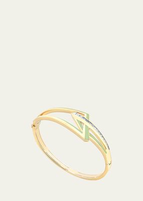 18K Yellow Gold Vertigo Obtuse Bracelet with Neon Lime Enamel and Diamonds