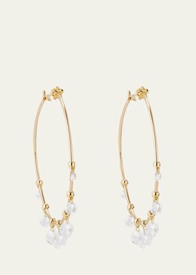 18k Yellow Gold Wind Chime Diamond Hoop Earrings