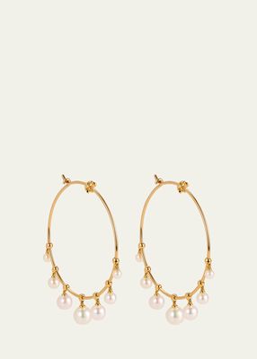 18K Yellow Gold Wind Chime Earrings with Akoya Pearls