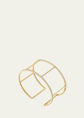 18K Yellow Gold Wire Cuff with Diamonds