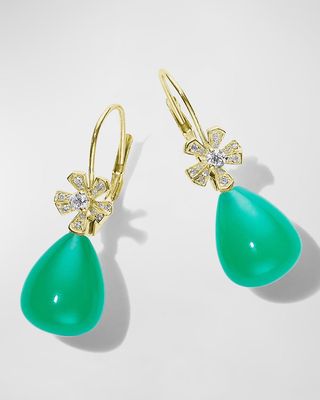 18K Yellow Gold Wonderland Chalcedony & Diamond Drop Earrings