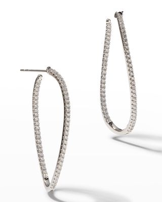 18KWG Medium Diamond Pave Twist Hoop Earrings