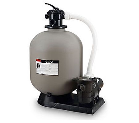 19" Above-Ground Swimming Pool Sand Filter Syst em with 1 HP