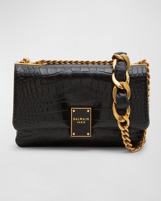 1945 Small Croc-Embossed Chain Shoulder Bag