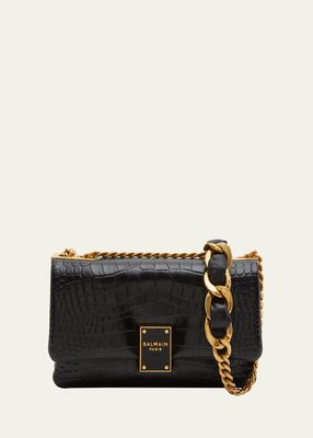 1945 Soft Small Shoulder Bag in Croc-Embossed Leather