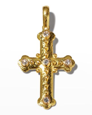 19k Byzantine Cross Pendant with Diamonds