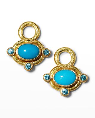 19k Cabochon Turquoise Earring Pendants