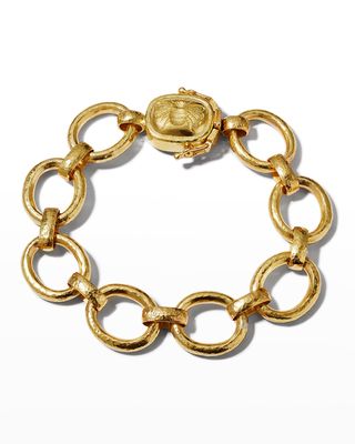 19k Gold Link Bracelet with Fat Bee Clasp