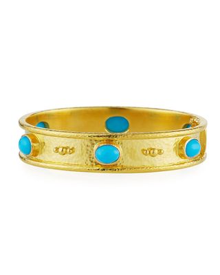 19K Gold Turquoise Cabochon Bangle
