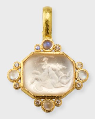 19K Hypocanthus and Goddess Pendant with Moonstone