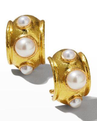 19k Medium Vertical Oval Pearl Earrings