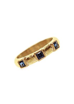 19K Yellow Gold & Blue Sapphire Ring