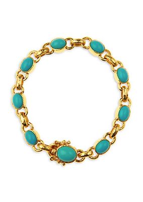 19K Yellow Gold & Sleeping Beauty Turquoise Link Bracelet