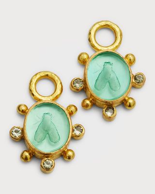 19K Yellow Gold Earring Pendant with Venetian Glass and Peridot