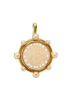 19K Yellow Gold, Pearl, Mother-Of-Pearl & 18th Century Gambling Counter Pendant