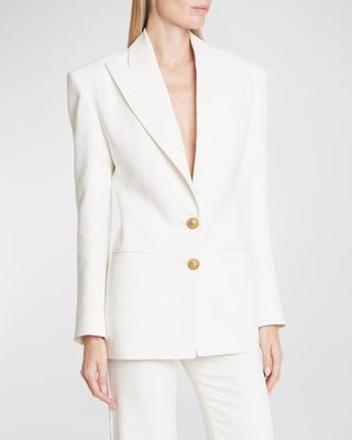2-Button Crepe Fitted Blazer