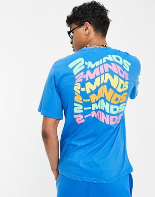 2-Minds oversized backprint t-shirt in blue - part of a set