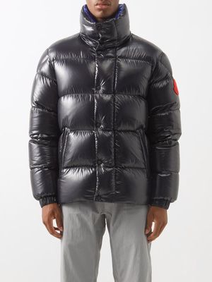 2 Moncler 1952 - Dervox Logo-patch Quilted Down Coat - Mens - Black
