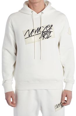 2 Moncler 1952 Embroidered Script Logo Patch Hoodie in White