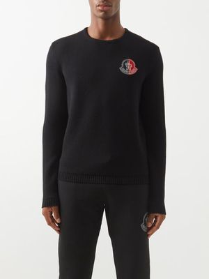 2 Moncler 1952 - Logo-patch Wool-blend Sweater - Mens - Black