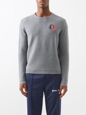 2 Moncler 1952 - Logo-patch Wool-blend Sweater - Mens - Grey