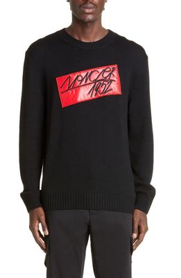 2 Moncler 1952 Men's Crewneck Script Logo Sweater in Black