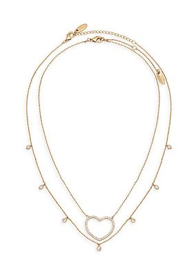 2-Piece 18K Gold-Plated & Cubic Zirconia Heart Necklace Set