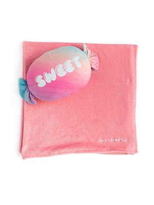 2-Piece Candy Pillow & Blanket Set - Pink - Pink